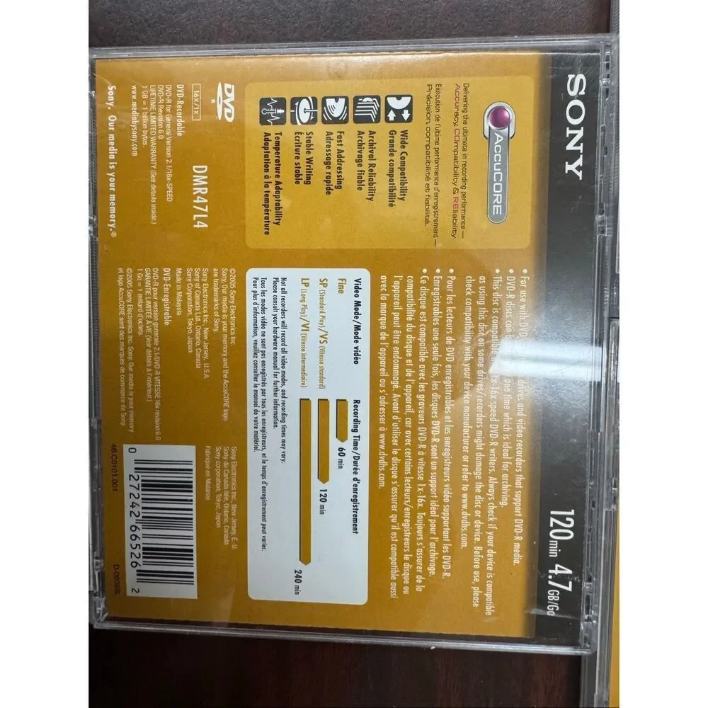 New Sony DVD-R 4.7 GB- 120 Minutes DVD Blanks (3 Discs)